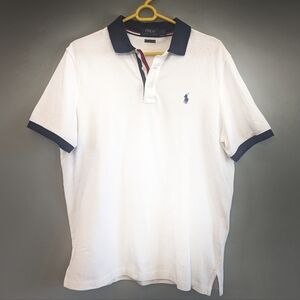 Polo Ralph Lauren Men’s Polo Shirt Red White And Blue Trim Short Sleeve Size M